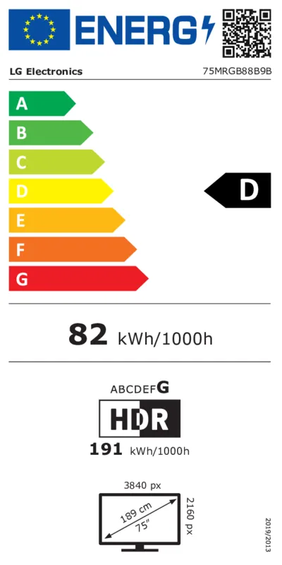 LG 75MRGB88B9B energielabel