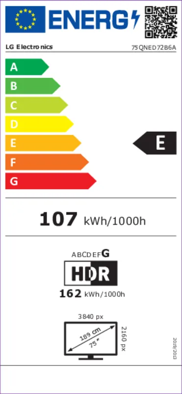 LG 75QNED72B6A energielabel