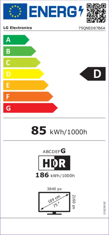 LG 75QNED87B6A energielabel