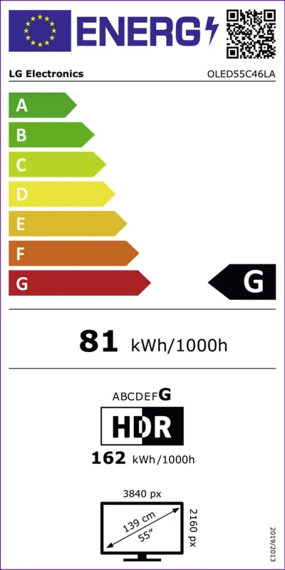 LG OLED55C46LA energielabel