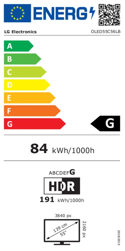 LG OLED55C56LB + DSC9S energielabel
