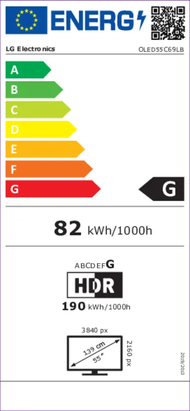 LG OLED55C69LB energielabel