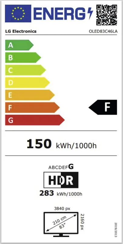 LG OLED83C46LA energielabel