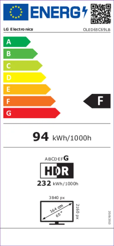 LG OLED65C69LB energielabel