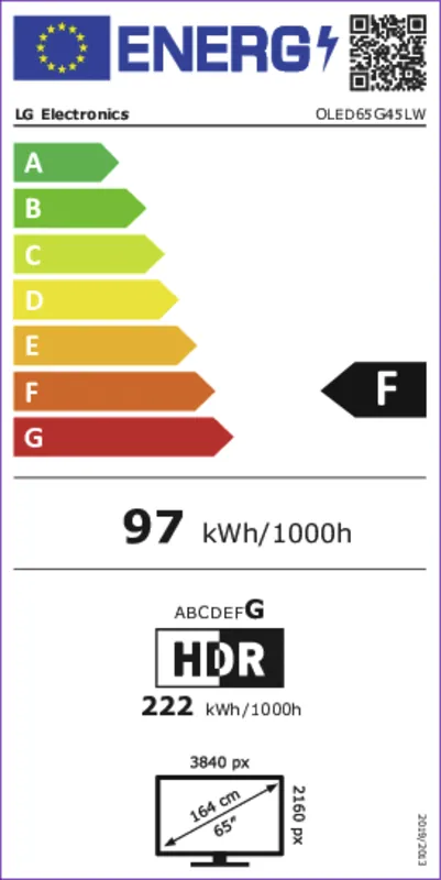 LG OLED65G45LW energielabel
