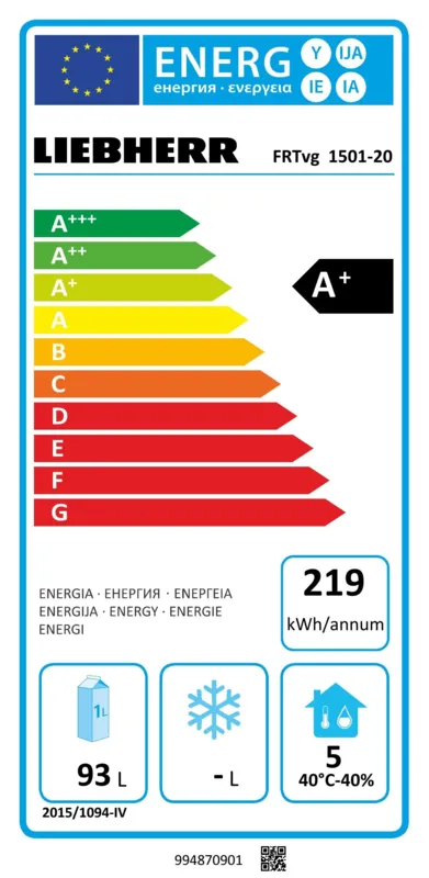 Liebherr FRTvg 1501-20 energielabel