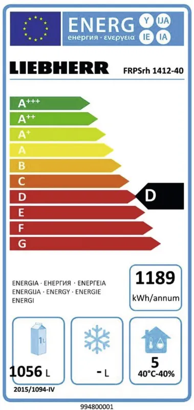 Liebherr FRPSrh 1412-40 energielabel