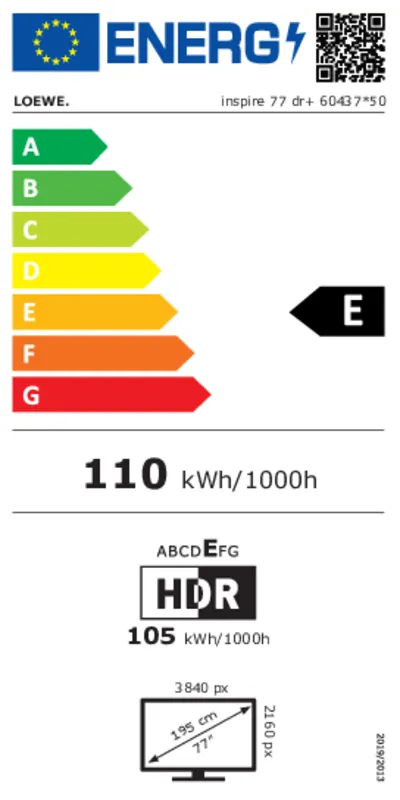 Loewe inspire 77 dr+ energielabel