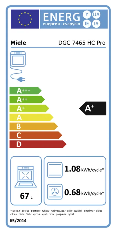 Miele DGC 7465 HC Pro energielabel