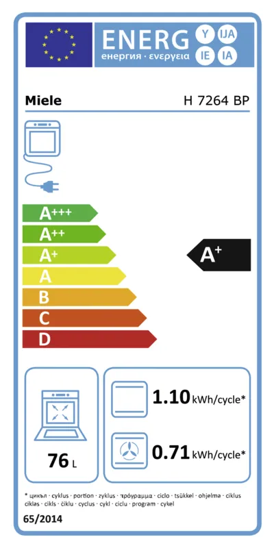 Miele H 7264 BP energielabel