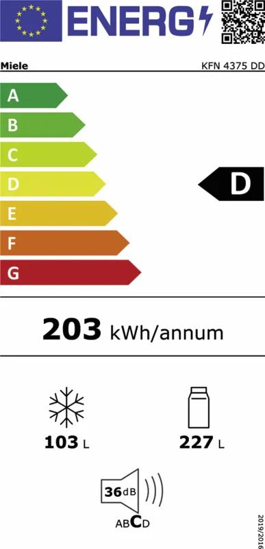 Miele KFN 4375 DD ws energielabel