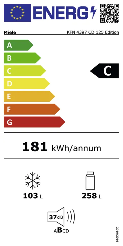 Miele KFN 4397 CD 125 Edition energielabel