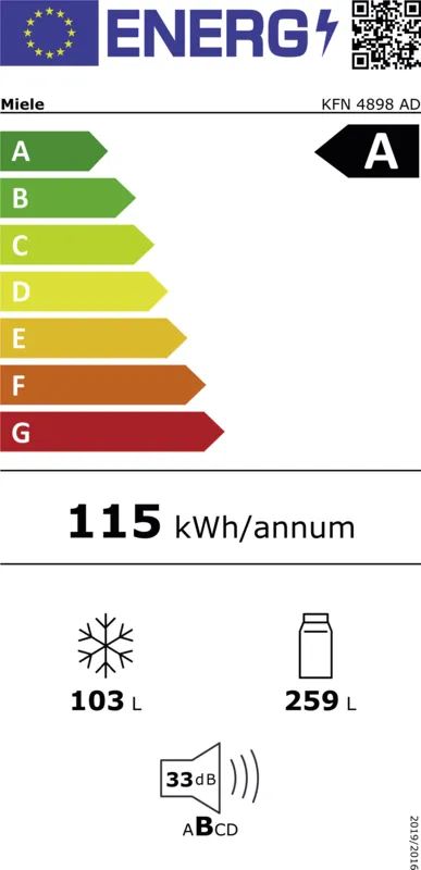 Miele KFN 4898 AD brws energielabel