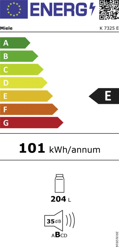 Miele K 7325 E energielabel