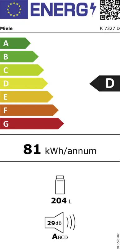 Miele K 7327 D energielabel