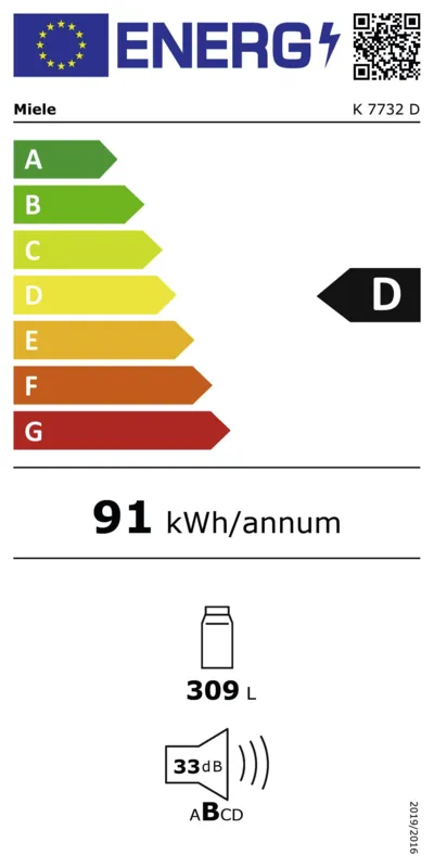 Miele K 7732 D energielabel