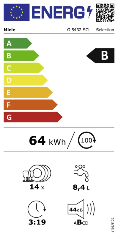 Miele G 5432 SCi clst energielabel