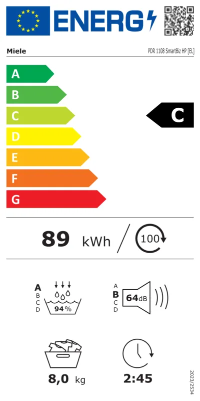 Miele PDR 1108 SmartBiz HP [EL] energielabel