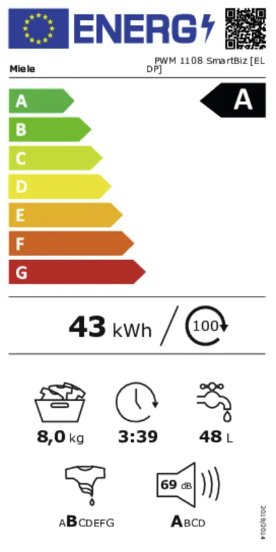 Miele PWM 1108 SMartBiz [EL DP] energielabel