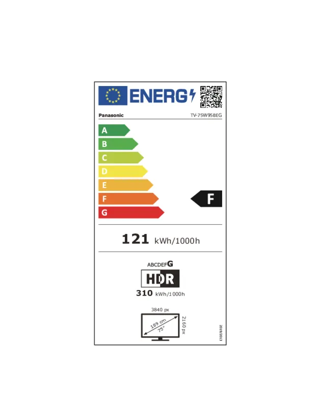 Panasonic TV-75W95BEG energielabel