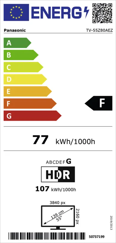 Panasonic TV-55Z80AEZ energielabel