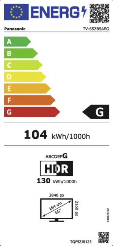 Panasonic TV-65Z85AEG energielabel