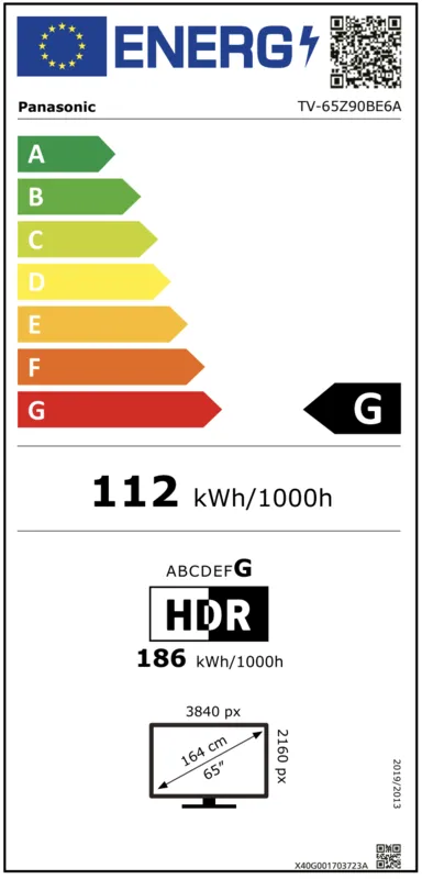 Panasonic TV-65Z90BE6A energielabel