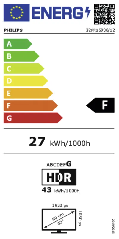 Philips 32PFS6908/12 energielabel