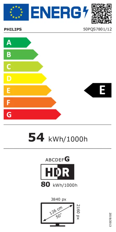 Philips 50PQS7801/12 energielabel