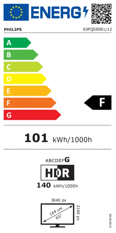 Philips 65PQS9081/12 energielabel