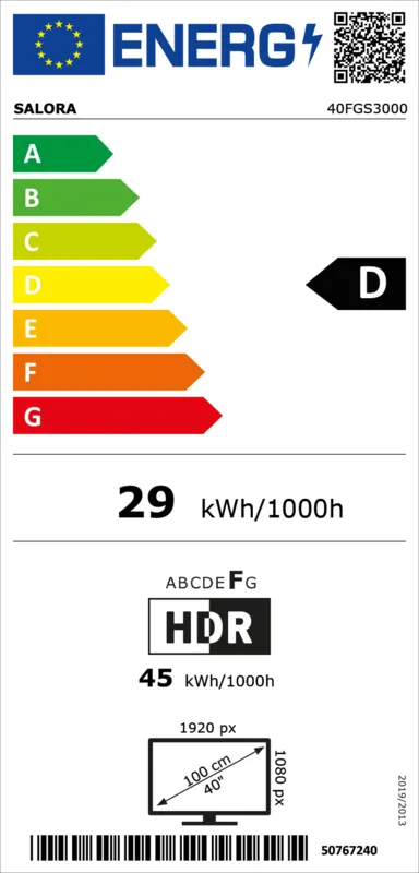 Salora 40FGS3000 energielabel
