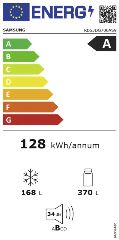Samsung RB53DG706AS9EF energielabel