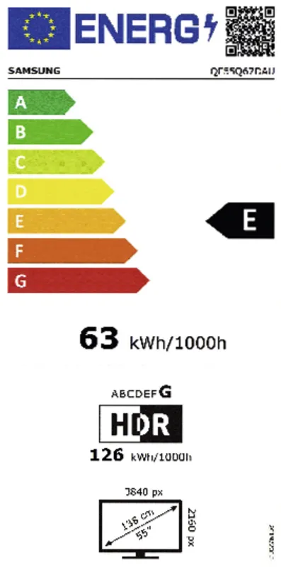 Samsung QE55Q67DAUXXN energielabel