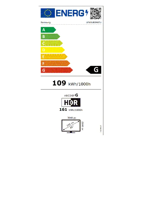 Samsung UE65U8090FUXXN energielabel