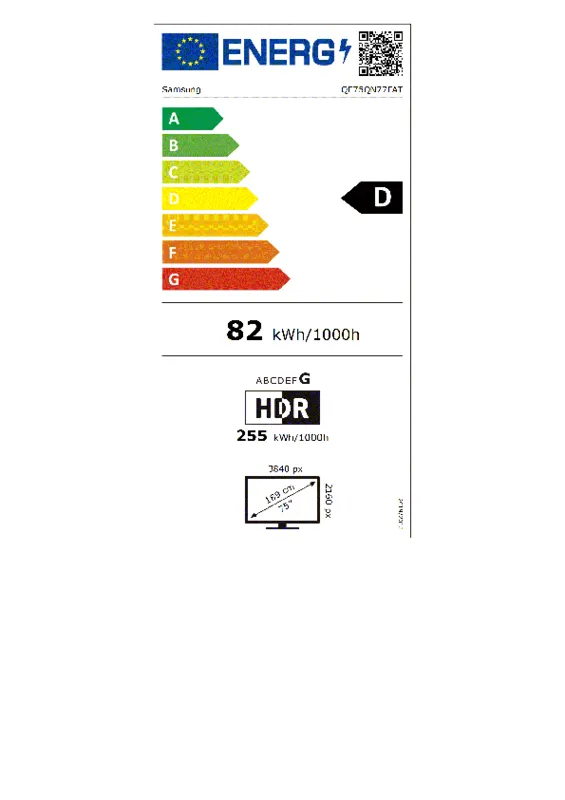 Samsung Bundelactie QE75QN77FATXXN + HW-Q600F/XN energielabel