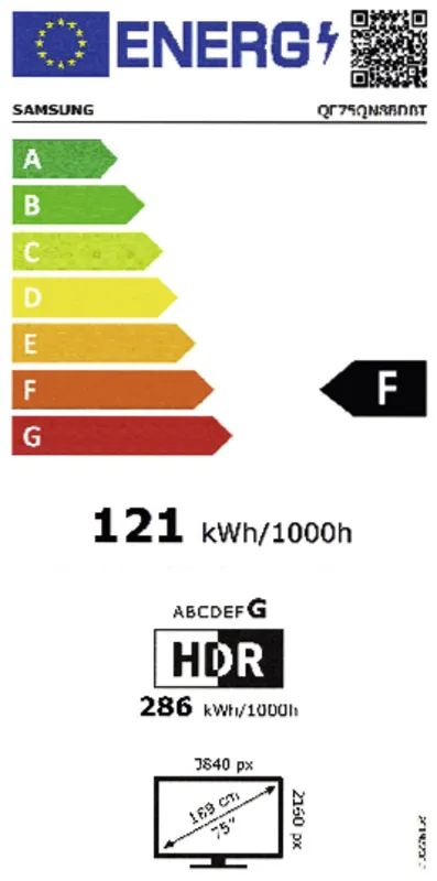 Samsung QE75QN88DBTXXN energielabel