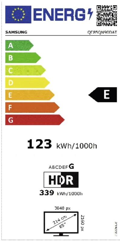 Samsung QE85QN90DATXXN energielabel