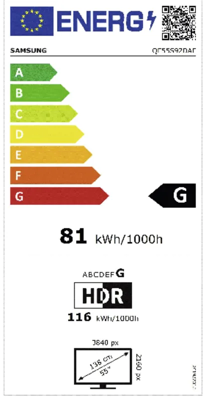 Samsung QE55S92DAEXXN energielabel
