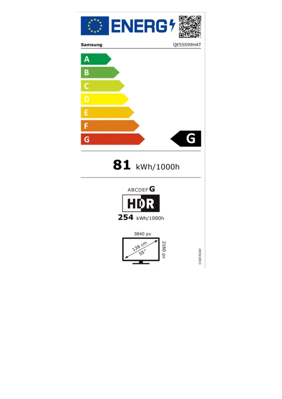 Samsung QE55S99HATXXN energielabel