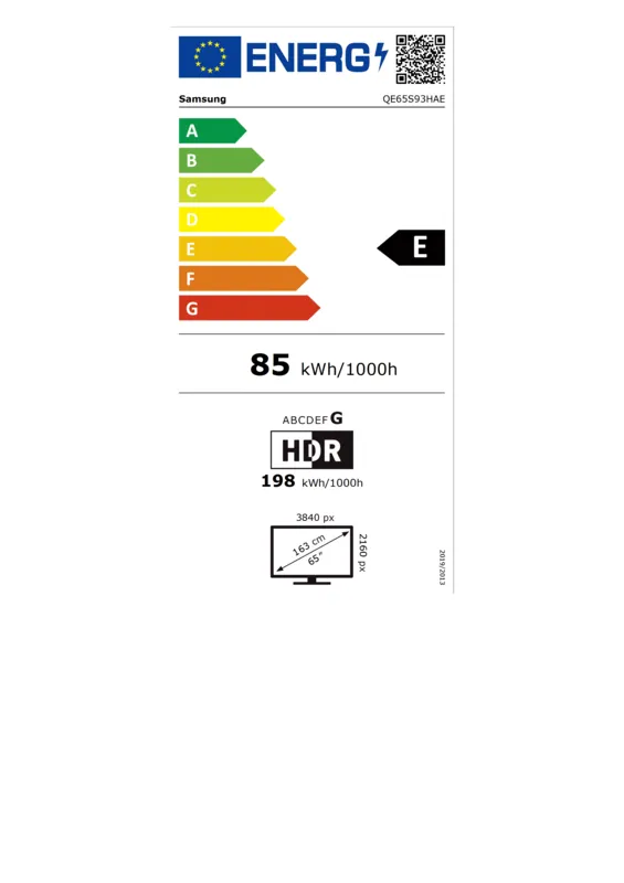 Samsung QE65S93HAEXXN energielabel