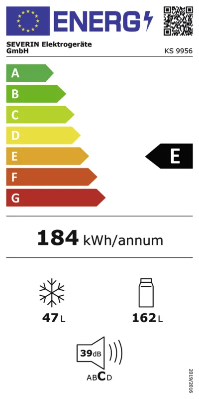 Severin KS 9956 Retro energielabel
