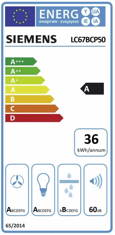 Siemens LC67BCP50 energielabel