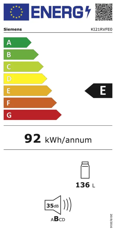 Siemens KI21RVFE0 energielabel