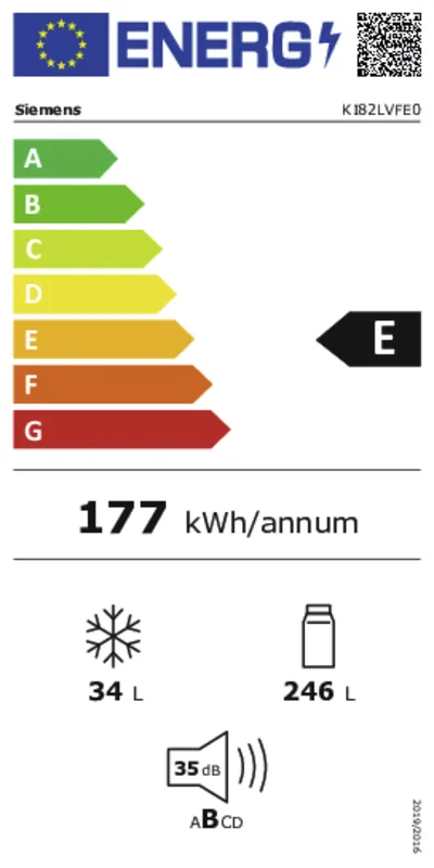 Siemens KI82LVFE0 energielabel