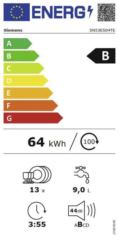 Siemens SN53ES04TE energielabel