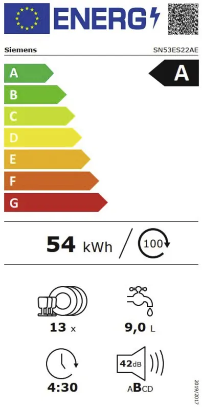 Siemens SN53ES22AE energielabel