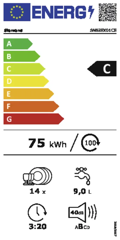 Siemens SN63EX01CE energielabel