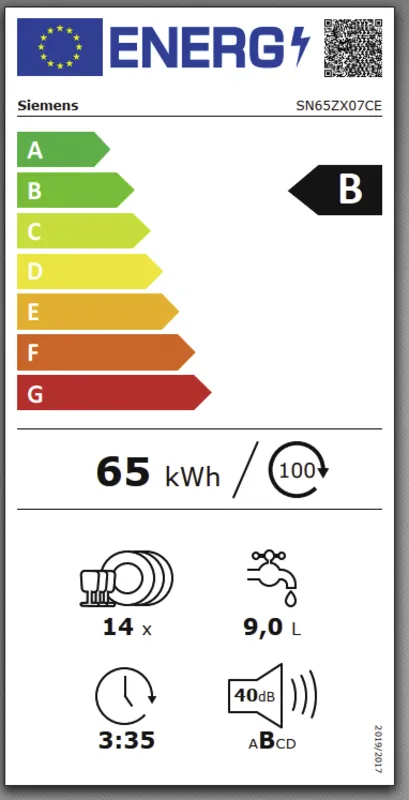 Siemens SN65ZX07CE energielabel