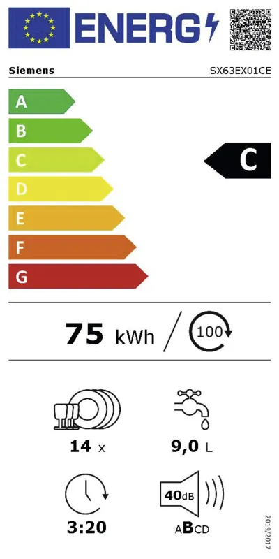 Siemens SX63EX01CE energielabel