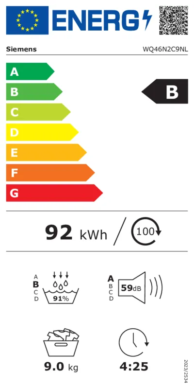 Siemens WQ46N2C9NL energielabel